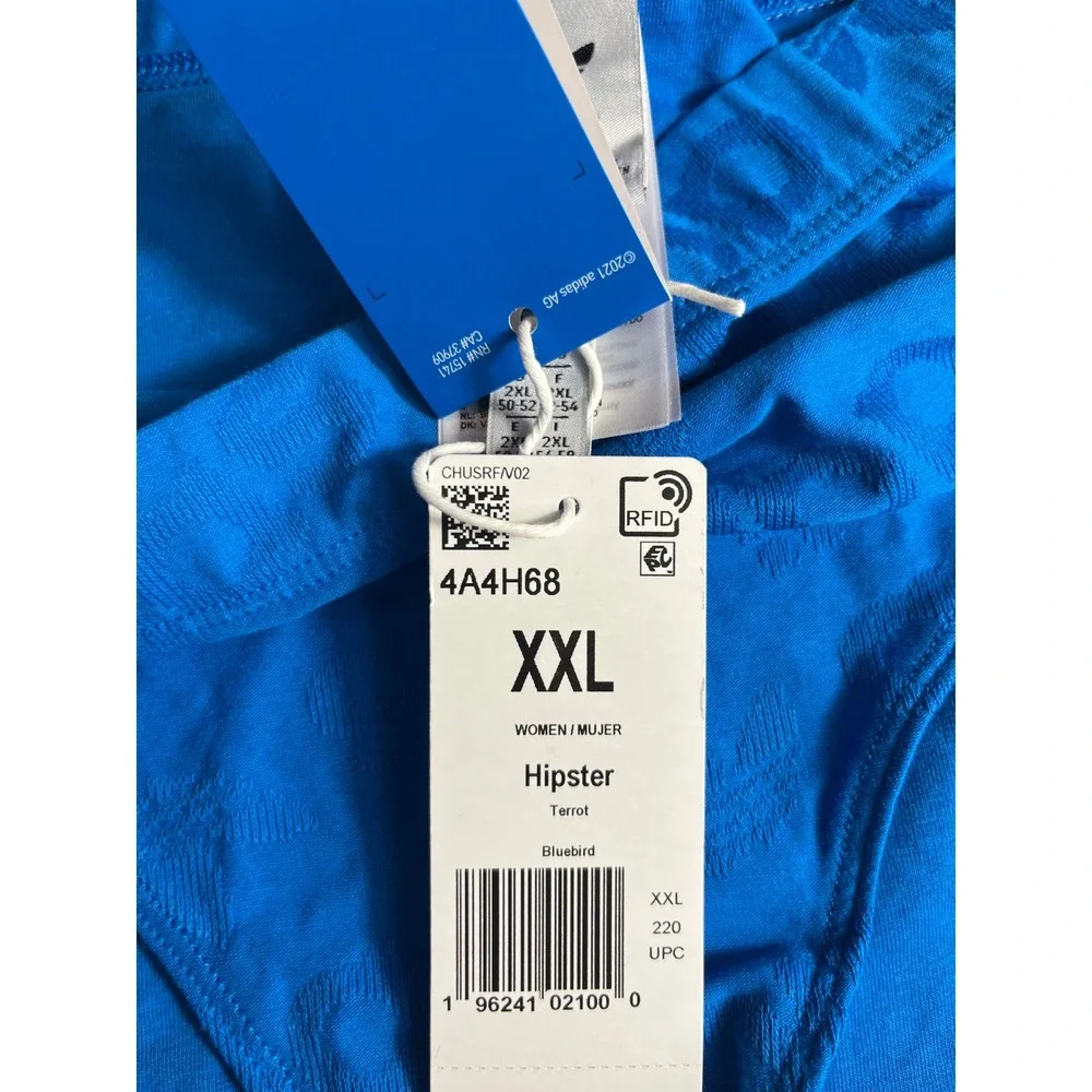 Adidas Woman's Terrot Hipster Panties Flex Cotton Blue Logo‎ Size 2XL XXL